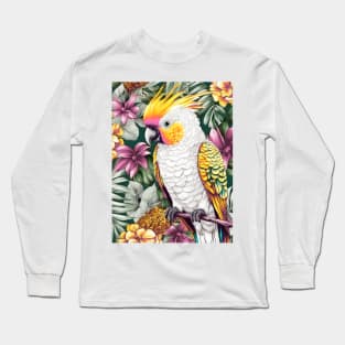 Tropical Flower Bird Long Sleeve T-Shirt